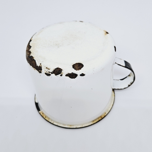 Antique Enamel Metal Coffee Tea Cup - Picture 5 of 9